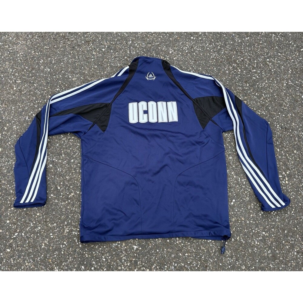 Adidas UCONN Huskies 1/4 Zip Pullover Jacket Mens XL Blue Team Issued Soccer